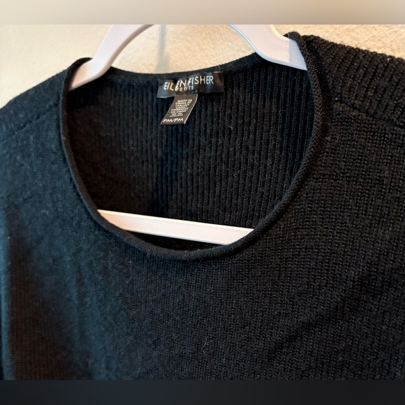 Eileen Fisher 100% Extra Fine Merino Wool Black Sweater Size MP - Picture 3 of 9